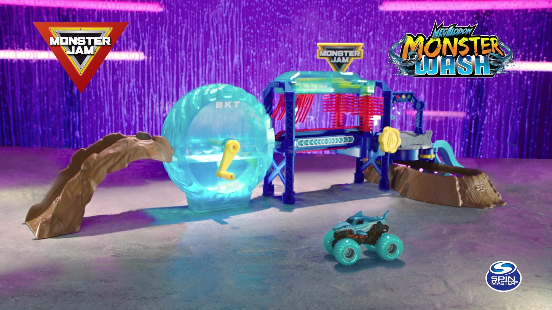 Monster Jam, Megalodon Monster Wash, Includes Color-Changing Truck